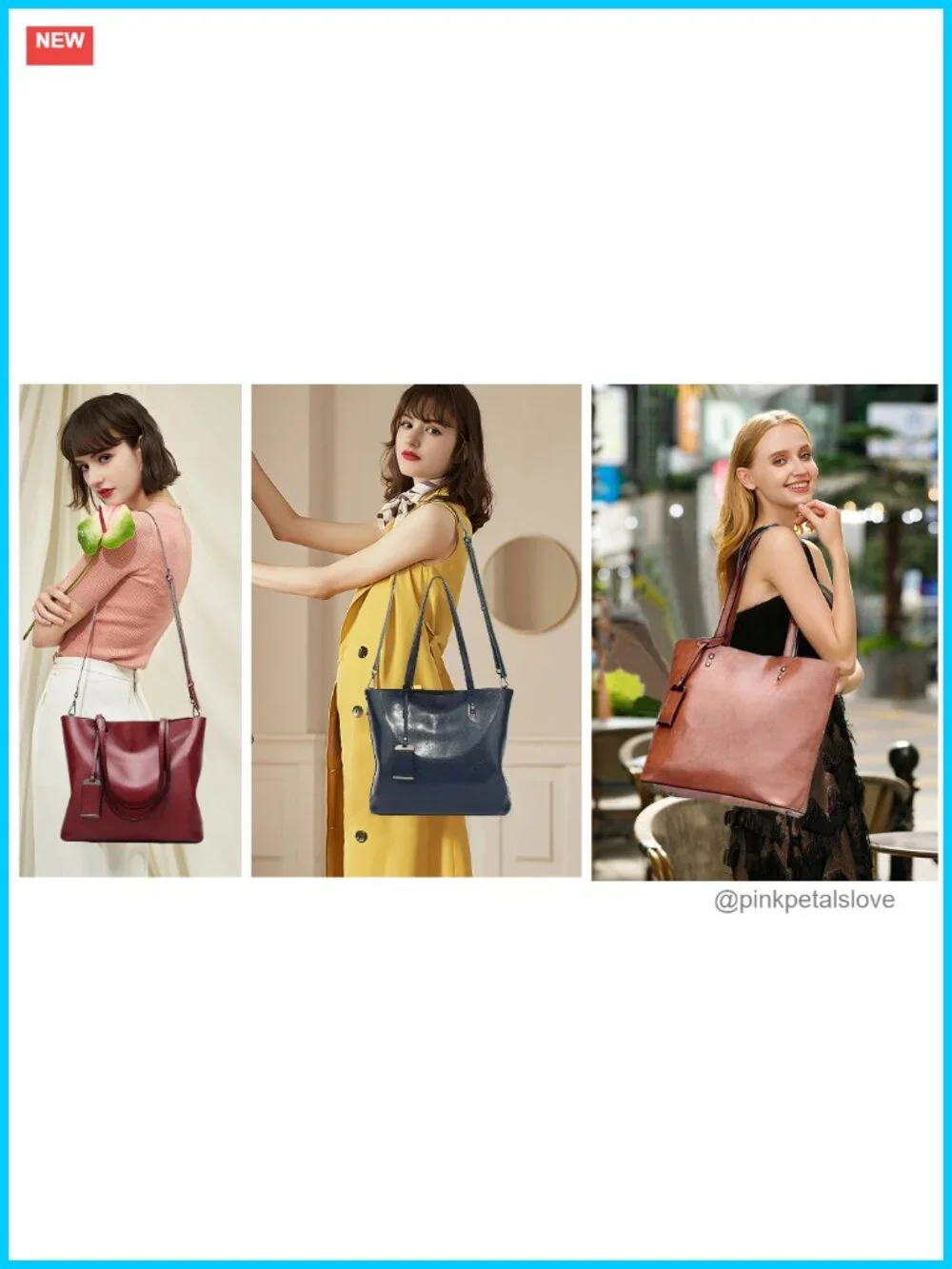 Women Greased Leather Top Handle Satchel Handbag Shoulder Bag Messenger Tote
